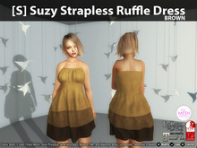 [S] Suzy Strapless Ruffle Dress Brown
