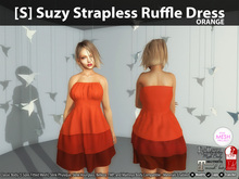 [S] Suzy Strapless Ruffle Dress Orange