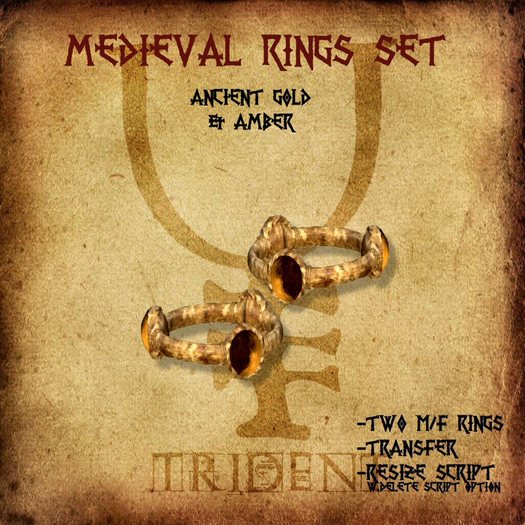 Medieval Rings Set [Gold] [Amber]