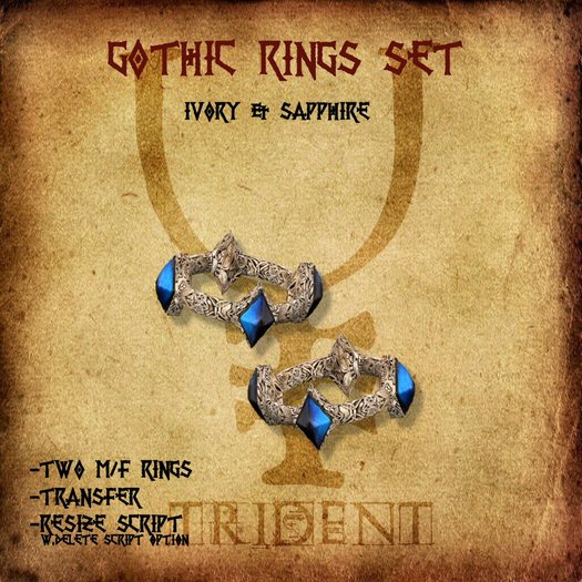 Gothic Rings Set [Ivory] [Sapphire]
