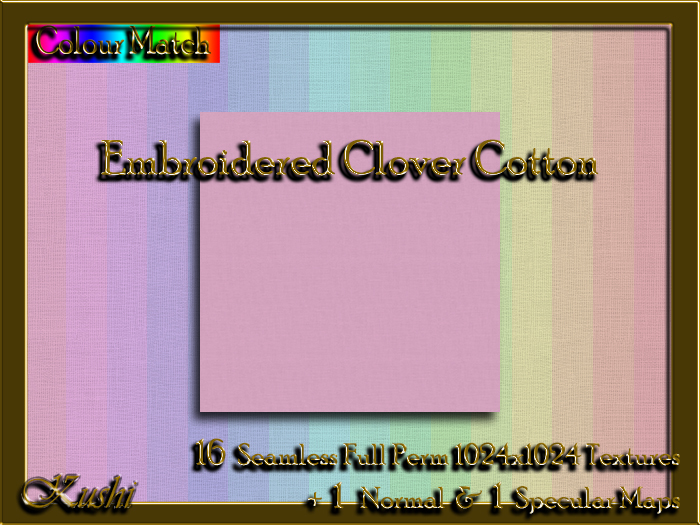!Kushi! EmbroideredCloverCOTTON Textures -WEAR TO UNPACK