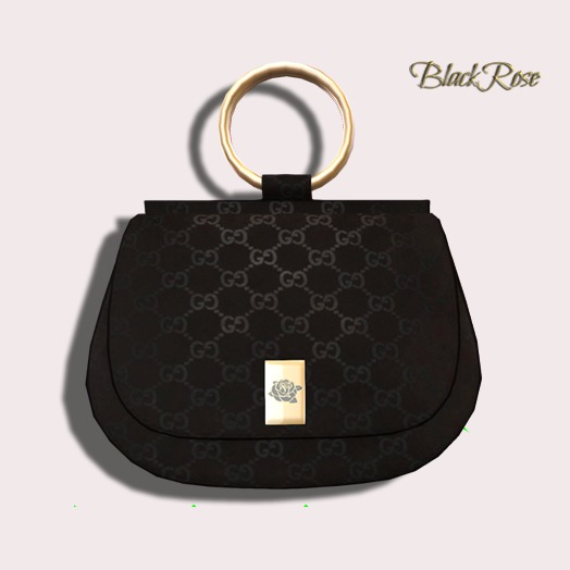BlackRose Ring Handles Bag Printed Black