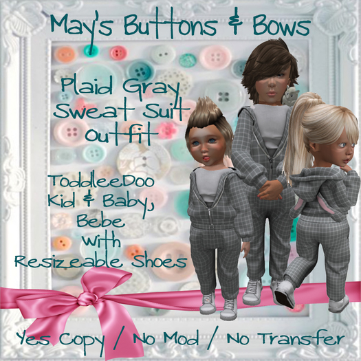 MBB * Plaid Gray Sweat Suit Outfit (TD&Bebe)