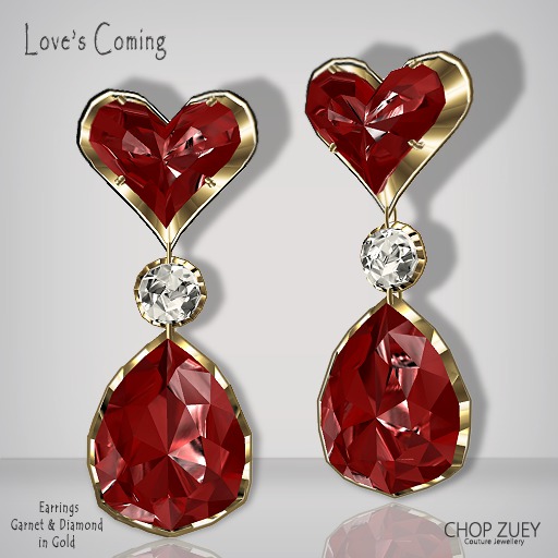 Love's Coming Gld/Gar Earrings by Chop Zuey Couture Jewellery