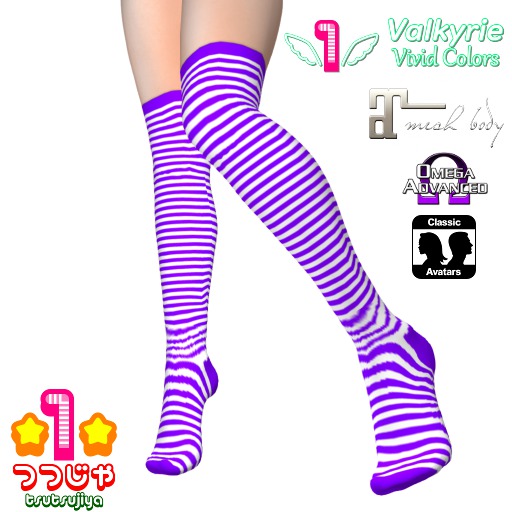 *1* Narrow-Striped Violet/White Overknee