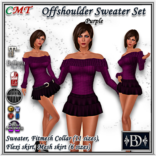 < BD > Offshoulder Sweater Set Purple