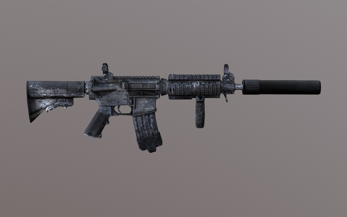 SEMI EXCLUSIVE M4 Urban Camo Assault Rifle GAME READY   = = =   MESH FULL PERM + .dae and PSD + Shader Maps (NOTECRAD*)