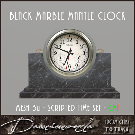 [CYN] Black Marble Mantle Clock