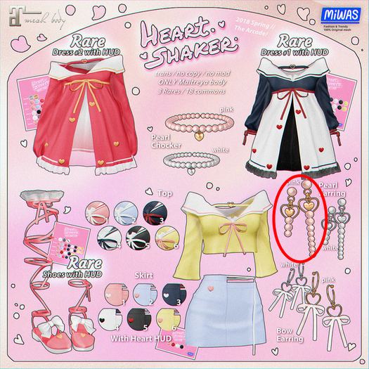 MIWAS / Heart shaker Pearl Earring #Pink