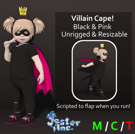 [Jester Inc.] Villain Cape! (Black & Pink) - BOXED