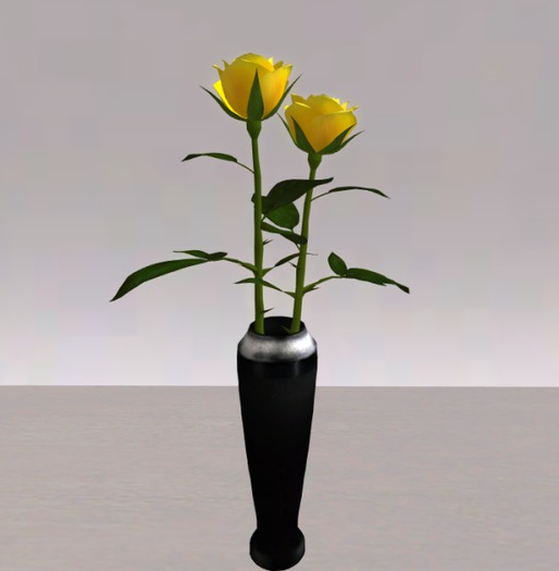 Yellow Roses in Black Vase