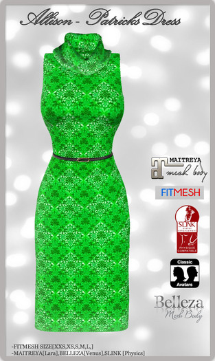 Female Patrick's Dress - [Allison]4 - Female Dress - Patricks Dress[Mesh Bodies]