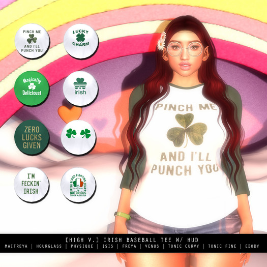 [high v.] St. Patrick's baseball tee womens w/ hud