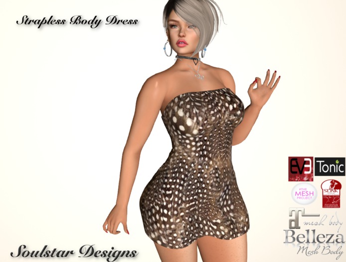 Strapless Body Dress Feathers