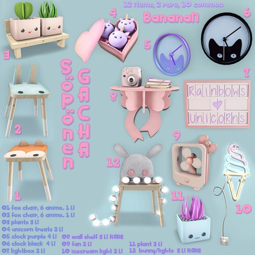 Second Life Marketplace - Soponen Gacha - BITS N BOBS [5 COMMONS]