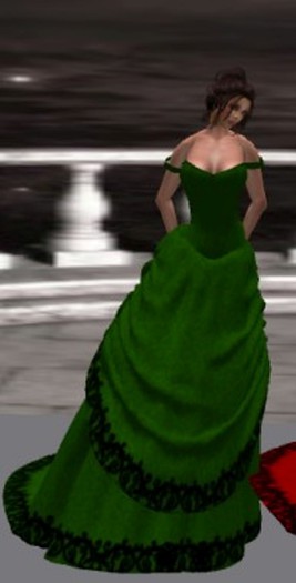 Green Off Shoulder Strap Ball Gown