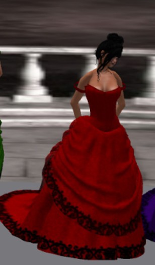 Red Off Shoulder Strap Ball Gown