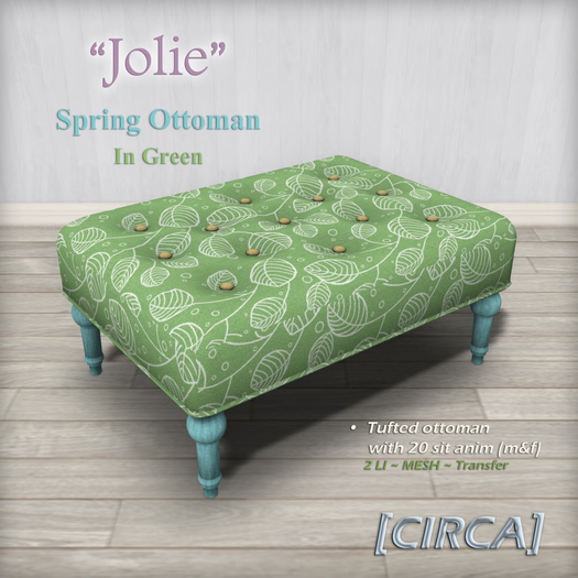 [CIRCA] Pkg - "Jolie" - Spring Ottoman - In Green