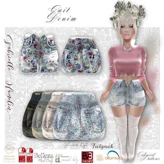 ♥♥ .::GH::.♥♥  Cait Denim Skirt - Coloured Buttons