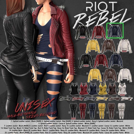 21. RIOT / REBEL Leather Belts - Navy - Freya