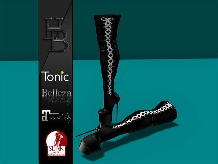 [HB] DOLL HIGH BOOTS B/W