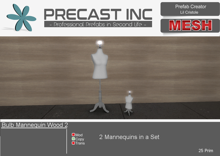 PRECAST Inc. - Bulb Mannequin Set Wood 2