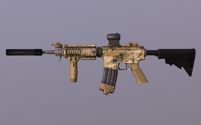 SEMI EXCLUSIVE M4 Tac Dev Multicam Assault Rifle GAME READY  MESH FULL PERM + .dae and PSD + Shader Maps (NOTECRAD*)