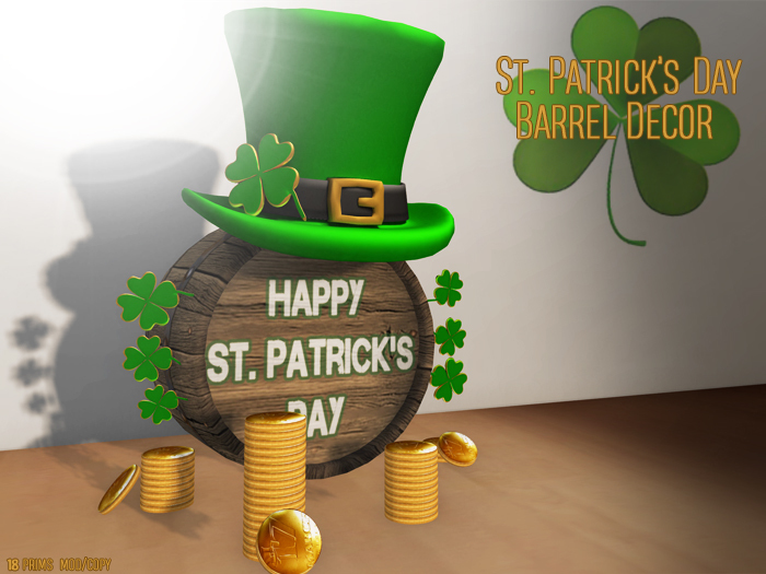 St. Patrick's Day Barrel Gold Coins Decor