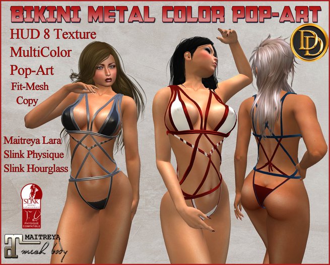 ☾ⅅⅅ☽ BIKINI METAL COLOR POP-ART MAITREYA / SLINK 