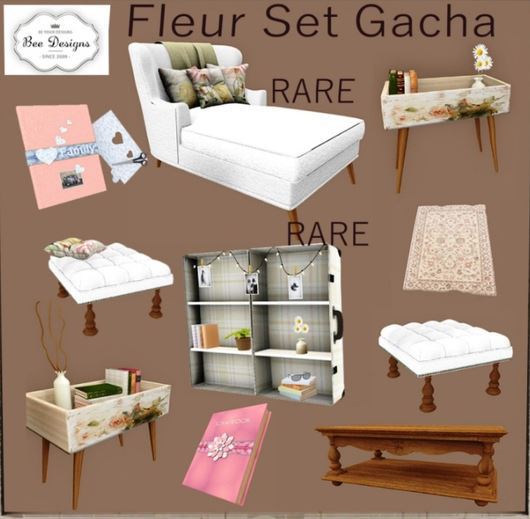 .:Bee Designs:. Fleur Set Gacha Ottoman 1