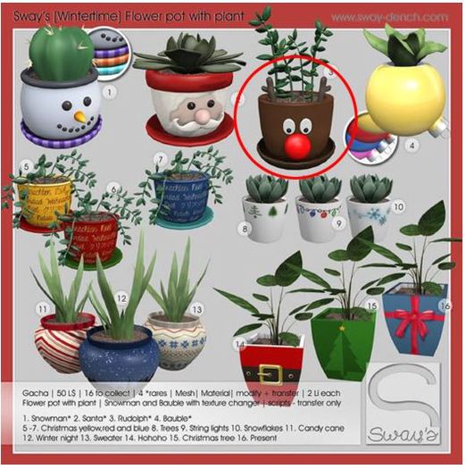 Sway's [Wintertime] flower pot with plant . Bauble RARE
