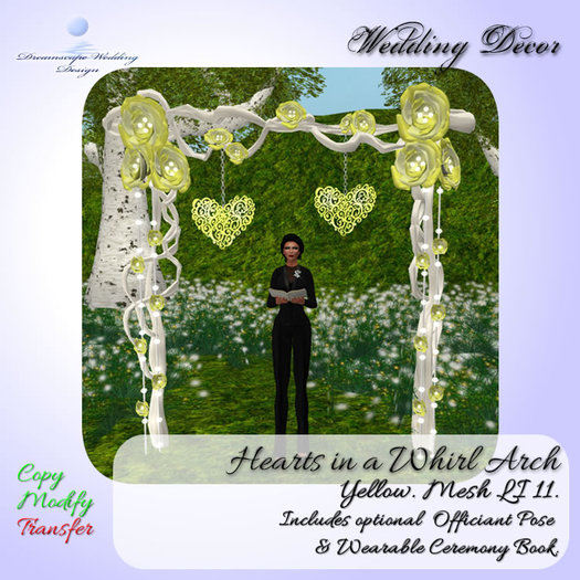 Hearts in a Whirl Arch w/ Rosettes - Yellow [Boxed]