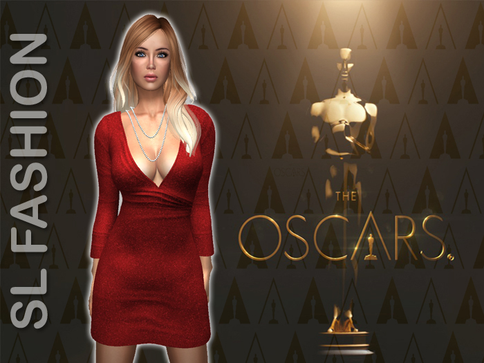 Deep Neck Mini dress Red