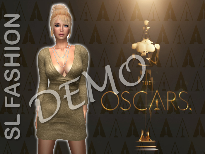 [DEMO] Deep Neck Mini dress Gold