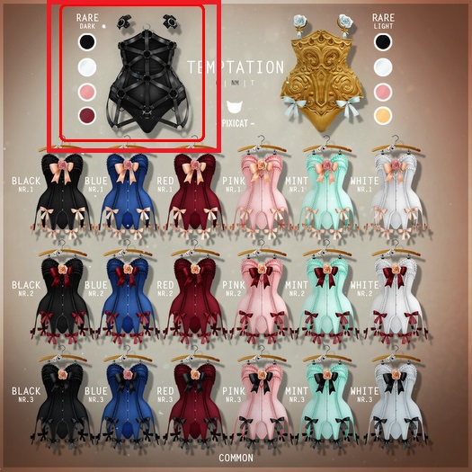 -Pixicat- Temptation.Corset - Dark (s) RARE