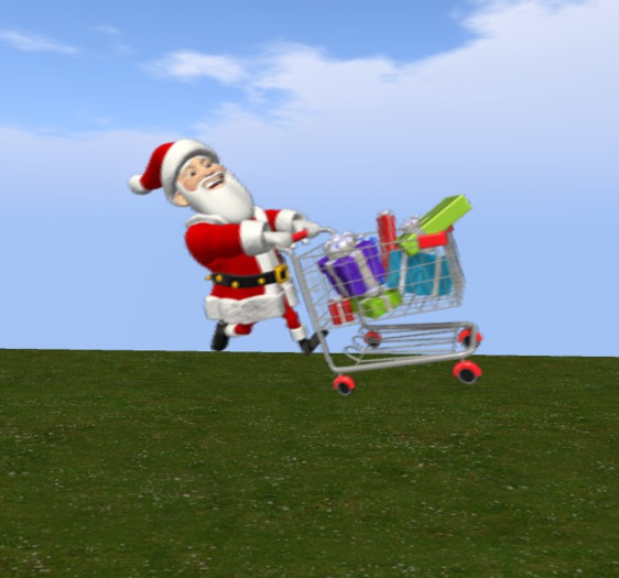 santa with shopping cart animated gif