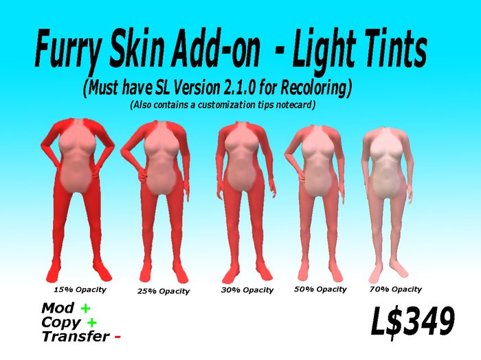 Ganene Riggles Avatar Shoppe - Furry Skin Add-on - Light Tints