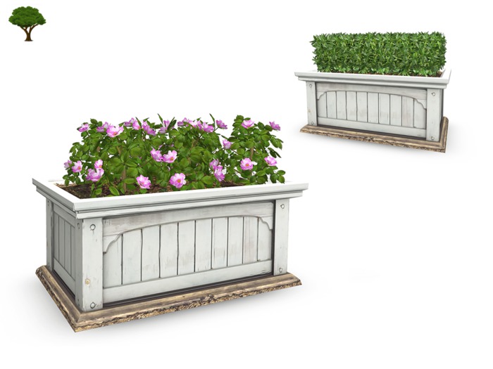 Mesh Rose Wood Planter - Pink - Set