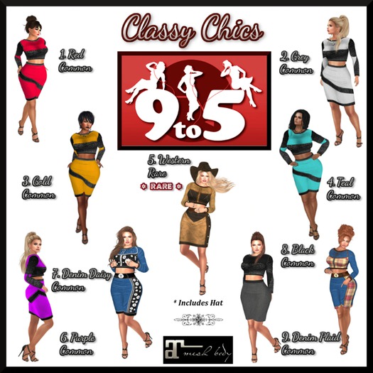 4. Classy Chics - 9 to 5 - Teal Set - Common