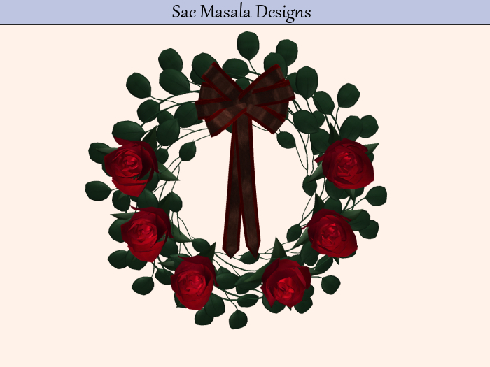 Wreath - Red Roses & Garnet Ribbon 2 LI Mesh