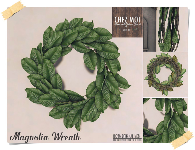 CHEZ MOI Magnolia Leaf Wreath