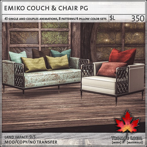 Trompe Loeil - Emiko Couch & Chair PG [mesh]