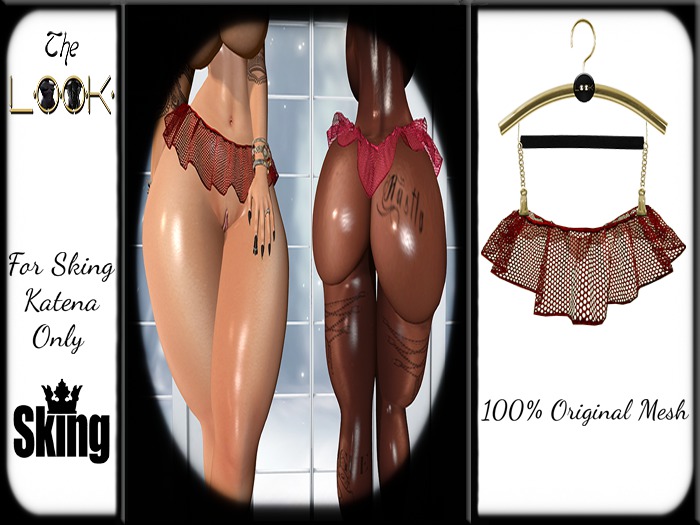 ! [L] ! Fishnet Skirt Katena Only Red