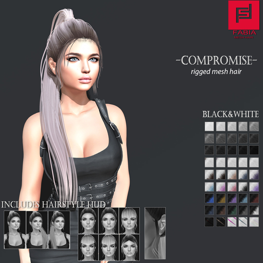 -FABIA- Mesh Hair   <Compromise> Black&White