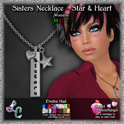 *LC* E (SS) - Sisters Star & Heart Necklace (AD)