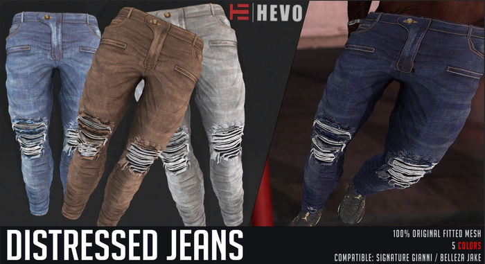 HEVO - Distressed Jeans B. [GREY]