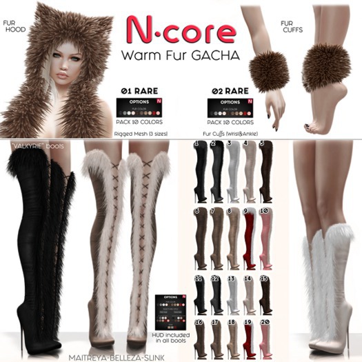 12. N-core VALKYRIE Fur Boots (Knee) GREY