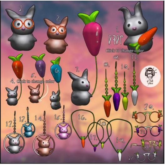 10.Yokai - Funny Bunny - Carrot earrings  (yellow)