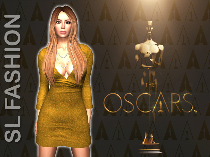 Deep Neck Mini dress Gold 2