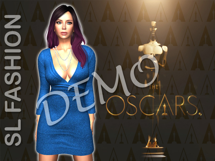 [DEMO] Deep Neck Mini dress Blue